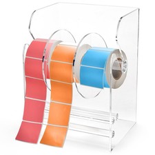 Adjustable Label Dispenser, 3 Disks Acrylic Label Dispenser Sticker Roll Hold picture