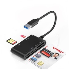 SIM Card Adapter for Computer - 7 in 1 CAC Smart USB A Reader,Black  picture