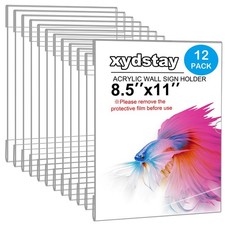 xydstay 12pack 8.5 X 11 Wall Mount Acrylic Sign Holder with Tape, Clear Plast... picture