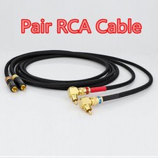 Pair HiFi Audio RCA Signal Cable Coaxial Cable W/ Right Angle Flat RCA Plug New picture