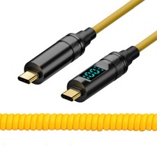Smart LED Display USB-C Coiled Power Cable 20Gbps 100W 8K for Laptop Disk Phone picture