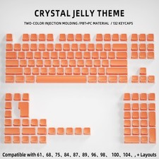 Crystal Jelly Keycap Set PC PBT Translucent Pink Side Print Custom Keycaps picture