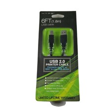 Printer Cable 6 ft. USB-A Male to USB-B Male USB 2.0 Hype Connect to PC New  picture