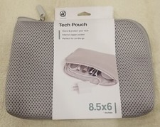 NEW U Brands 8.5x6 Mesh Zippered Tech Pouch Grey picture