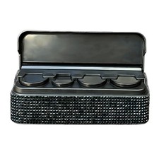 Black Bling Coin Holder Car Crystal Rhinestone 4 Compartments Money Dispenser picture