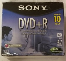 Sony DVD+R 10 Pack DVD with Jewel Case 4.7GB 120 Min 1X-16X New   picture