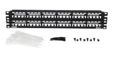 Panduit Patch Panel 48 Port With Labels Mini Com Modular Strain Relief Black picture
