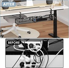 Mzmaxy 25'' No Drill Under Desk Cable Management Tray, Cord Organizer with Clamp picture