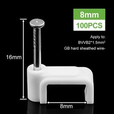 100x Flat Cable Clips Wire Management Clamp Steel Nail Cord Holder 4mm - 14mm picture