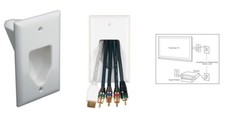 1-Gang Recessed Low Voltage Wall Plate Pass Through Video Cord Cables Pack Lot picture