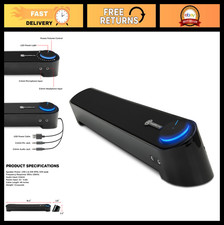 USB Powered Mini Soundbar for PC - Wired AUX, Stereo Audio, Volume Control, Unde picture