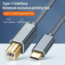 USB-C to USB-B 2.0 Printer Cable Nylon Braided High Speed for Epson HP Brother picture
