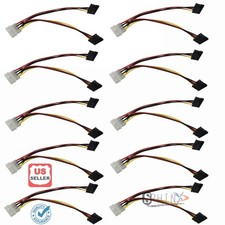 Lot of 10 x IDE-Molex 4-Pin to DUAL 2 SATA 15-Pin Power Splitter Y Adapter Cable picture