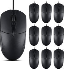 20 PCS Black Wired Computer Mouse Bulk USB 1000 DPI 3 Button Corded Mouse with H picture