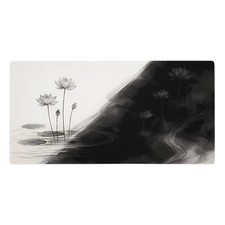 Minimalist Lotus Flower Zen Duality Gaming Mouse Pad Extended Desk Mat Ink Art picture