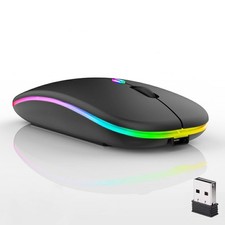 Guiheng Wireless Bluetooth Mouse,LED Dual Mode Rechargeable Silent Slim black picture