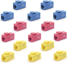 UL Listed CAT6 Keystone Coupler Poe, Blue + Red + Yellow, 5-Pack picture