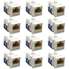 12 Pcs Cat6 RJ45 Network LAN Ethernet Keystone Jack 110 Punch Down Snap In White picture