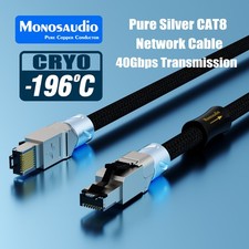 CAT8-40Gbps Premium Pure Solid Silver Network Cable for Home/Studio Black Braide picture