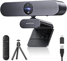 Cámara web 4K para PC, zoom automático, control remoto con micrófono, negro NEW picture