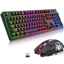 Teclado Y Mouse Inalambrico Gamer Razer Croma Gaming Iluminacion Teclas Para Pc picture