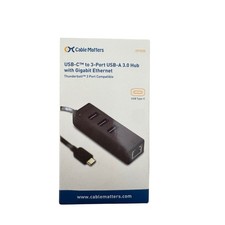 Cable Matters USB C to 3 Port USB A 3.0 Hub Gigabit Ethernet Thunderbolt new picture