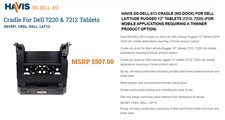 Havis DS-DELL-613 Cradle (NO DOCK) Dell Latitude Rugged 12