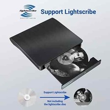 External USB CD/DVD Burner Lightscribe Label Writer for HP Dell Lenovo Mac/PC picture