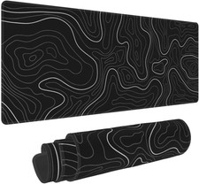 Gaming Mouse Pad Large 31.5 x 11.8in Topographic Keyboard Large, Black  picture