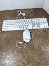 Genuine Apple A1243 Wired USB Keyboard w/Keypad & Apple Mouse A1152 picture