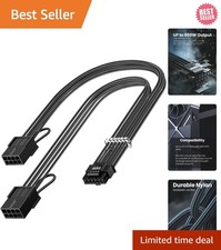 High-Performance 30cm 16 Pin to 2x8 Pin PCIe Power Adapter - Braided Black picture