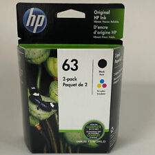 HP 63 Black Color Ink Cartridges Combo 2 Pack New Genuine F6U62A F6U61A picture