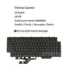 US UK Nordic Laptop Keyboard for DELL Alienware M17 R2/ R3, PerKey RGB Backlit picture