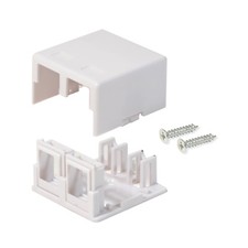5 Pack Surface Mount Box 2 Port Double Hole Keystone Jack Cat5e/Cat6 White picture