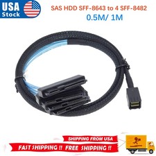 Mini SAS HDD SFF-8643 to 4 SFF-8482 Connector with Power Port Hard Drive 0.5M 1M picture