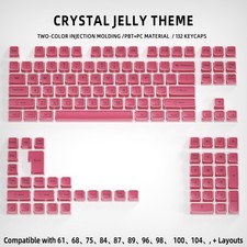 Crystal Jelly Keycap Set PC PBT Translucent Pink Side Print Custom Keycaps picture