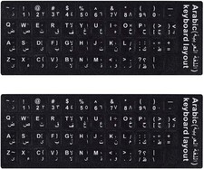 2PCS Pack Arabic Keyboard Stickers, English Black+white  picture