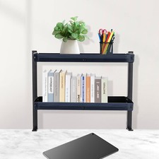 2-Tier Black Clip-on Desktop Organizer Desk ShelvingTable Adjustable StorageTray picture