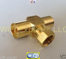 1x Gold F Type TV Male Jack to 2 DVB TV PAL Female Jack RF T 3 way adapter conct picture