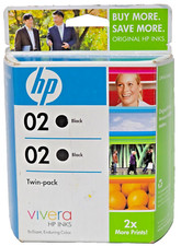 Genuine VTG HP 02 Black Ink Cartridges Twin Pack Brand New  Color: Black Jul-09 picture