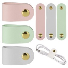 6pcs Leather Cord Organizer Reusable Cable Straps PU Color 1（6pcs） picture