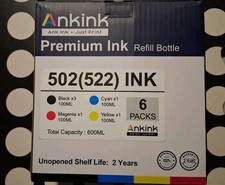 ANKINK 502 522 INK REFILL 6-Pack 600ML FOR EPSON ET-2800 EXPIRATION DATE 09/27 picture