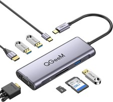 USB C Hub, QGeeM 8 in 1 USB Type-C Hub Adapter Dual Monitor Docking Station picture