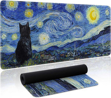 Starry Night Cat Gaming Mouse Pad Large Desk Mat Extended Keyboard Mouse Pad Ani picture