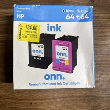 New ONN 64 Black & 64 Tri-Color Ink Cartridges Exp 04/2025 picture