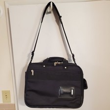 Travelpro Computer Laptop Bag Briefcase Solid Black Nylon Padded Strap Organizer picture