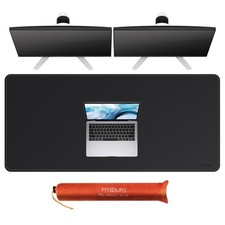 Black PU Leather XXL Large Desk Mat 52x24 Inch Extended Mouse Pad Office picture