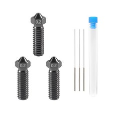 Aokin 3 Pcs 0.2mm 3D Printer Hardened Steel Nozzles for Volcano Nozzle and 3 Pcs picture