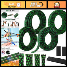 151 ft Expandable Braided Cable Sleeve Wire Sheathing - Green & Black, Durable P picture