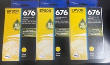 Lot of 3 Epson 676 XL Pro Yellow Ink Cartridge Genuine 3383/3 picture